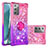 Funda Silicona Carcasa Goma Bling-Bling con Anillo de dedo Soporte S02 para Samsung Galaxy Note 20 5G Rosa Roja