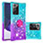 Funda Silicona Carcasa Goma Bling-Bling con Anillo de dedo Soporte S02 para Samsung Galaxy Note 20 Ultra 5G Azul Cielo