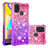 Funda Silicona Carcasa Goma Bling-Bling S02 para Samsung Galaxy M21s Rosa Roja