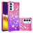 Funda Silicona Carcasa Goma Bling-Bling S02 para Samsung Galaxy Quantum2 5G Rosa Roja