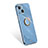 Funda Silicona Carcasa Ultrafina Goma con Anillo de dedo Soporte para Apple iPhone 13 Mini Azul Cielo