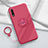 Funda Silicona Carcasa Ultrafina Goma con Magnetico Anillo de dedo Soporte A01 para Huawei Enjoy 10 Rojo Rosa