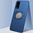 Funda Silicona Carcasa Ultrafina Goma con Magnetico Anillo de dedo Soporte A01 para Huawei Honor Play4T Pro Azul