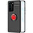 Funda Silicona Carcasa Ultrafina Goma con Magnetico Anillo de dedo Soporte A01 para Huawei P40 Rojo y Negro