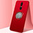 Funda Silicona Carcasa Ultrafina Goma con Magnetico Anillo de dedo Soporte A01 para Oppo A9 Rojo