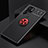 Funda Silicona Carcasa Ultrafina Goma con Magnetico Anillo de dedo Soporte A01 para Samsung Galaxy S21 Ultra 5G Rojo y Negro