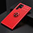 Funda Silicona Carcasa Ultrafina Goma con Magnetico Anillo de dedo Soporte A01 para Samsung Galaxy S22 Ultra 5G Rojo
