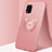 Funda Silicona Carcasa Ultrafina Goma con Magnetico Anillo de dedo Soporte A01 para Xiaomi Mi 10 Lite Oro Rosa