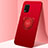 Funda Silicona Carcasa Ultrafina Goma con Magnetico Anillo de dedo Soporte A01 para Xiaomi Mi 10 Lite Rojo