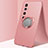 Funda Silicona Carcasa Ultrafina Goma con Magnetico Anillo de dedo Soporte A01 para Xiaomi Mi 10 Ultra Oro Rosa