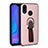 Funda Silicona Carcasa Ultrafina Goma con Magnetico Anillo de dedo Soporte A02 para Huawei Nova 3e Oro Rosa