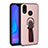 Funda Silicona Carcasa Ultrafina Goma con Magnetico Anillo de dedo Soporte A02 para Huawei P20 Lite Oro Rosa
