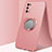 Funda Silicona Carcasa Ultrafina Goma con Magnetico Anillo de dedo Soporte A02 para Realme X7 Pro 5G Oro Rosa