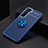 Funda Silicona Carcasa Ultrafina Goma con Magnetico Anillo de dedo Soporte A02 para Samsung Galaxy S22 5G Azul