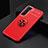 Funda Silicona Carcasa Ultrafina Goma con Magnetico Anillo de dedo Soporte A02 para Samsung Galaxy S22 5G Rojo