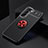 Funda Silicona Carcasa Ultrafina Goma con Magnetico Anillo de dedo Soporte A02 para Samsung Galaxy S22 5G Rojo y Negro