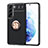 Funda Silicona Carcasa Ultrafina Goma con Magnetico Anillo de dedo Soporte A03 para Samsung Galaxy S23 Plus 5G Oro y Negro