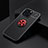 Funda Silicona Carcasa Ultrafina Goma con Magnetico Anillo de dedo Soporte A05 para Apple iPhone 13 Pro Rojo y Negro