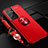 Funda Silicona Carcasa Ultrafina Goma con Magnetico Anillo de dedo Soporte A05 para Samsung Galaxy S22 Ultra 5G Rojo