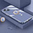 Funda Silicona Carcasa Ultrafina Goma con Magnetico Anillo de dedo Soporte A08 para Apple iPhone 13 Mini Azul