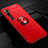 Funda Silicona Carcasa Ultrafina Goma con Magnetico Anillo de dedo Soporte D02 para Xiaomi Mi Note 10 Rojo