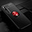 Funda Silicona Carcasa Ultrafina Goma con Magnetico Anillo de dedo Soporte D02 para Xiaomi Mi Note 10 Rojo y Negro