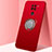 Funda Silicona Carcasa Ultrafina Goma con Magnetico Anillo de dedo Soporte G01 para Xiaomi Redmi Note 9 Rojo