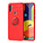 Funda Silicona Carcasa Ultrafina Goma con Magnetico Anillo de dedo Soporte JM1 para Samsung Galaxy A11 Rojo