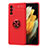 Funda Silicona Carcasa Ultrafina Goma con Magnetico Anillo de dedo Soporte JM1 para Samsung Galaxy A82 5G Rojo