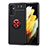 Funda Silicona Carcasa Ultrafina Goma con Magnetico Anillo de dedo Soporte JM1 para Samsung Galaxy A82 5G Rojo y Negro