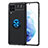 Funda Silicona Carcasa Ultrafina Goma con Magnetico Anillo de dedo Soporte JM1 para Samsung Galaxy F62 5G Azul y Negro
