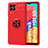 Funda Silicona Carcasa Ultrafina Goma con Magnetico Anillo de dedo Soporte JM1 para Samsung Galaxy M33 5G Rojo
