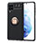 Funda Silicona Carcasa Ultrafina Goma con Magnetico Anillo de dedo Soporte JM1 para Samsung Galaxy M62 4G Oro y Negro