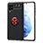 Funda Silicona Carcasa Ultrafina Goma con Magnetico Anillo de dedo Soporte JM1 para Samsung Galaxy M62 4G Rojo y Negro