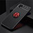 Funda Silicona Carcasa Ultrafina Goma con Magnetico Anillo de dedo Soporte JM2 para Samsung Galaxy F42 5G Rojo y Negro