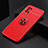 Funda Silicona Carcasa Ultrafina Goma con Magnetico Anillo de dedo Soporte JM2 para Samsung Galaxy F52 5G Rojo