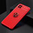 Funda Silicona Carcasa Ultrafina Goma con Magnetico Anillo de dedo Soporte JM2 para Samsung Galaxy F62 5G Rojo