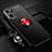 Funda Silicona Carcasa Ultrafina Goma con Magnetico Anillo de dedo Soporte JM3 para Oppo Find X5 Lite 5G Rojo y Negro