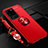 Funda Silicona Carcasa Ultrafina Goma con Magnetico Anillo de dedo Soporte JM3 para Samsung Galaxy S20 Ultra Rojo