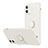 Funda Silicona Carcasa Ultrafina Goma con Magnetico Anillo de dedo Soporte N01 para Apple iPhone 12 Mini Blanco