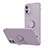 Funda Silicona Carcasa Ultrafina Goma con Magnetico Anillo de dedo Soporte N01 para Apple iPhone 12 Purpura Claro