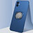 Funda Silicona Carcasa Ultrafina Goma con Magnetico Anillo de dedo Soporte N02 para Apple iPhone 12 Azul