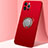 Funda Silicona Carcasa Ultrafina Goma con Magnetico Anillo de dedo Soporte N02 para Apple iPhone 12 Pro Max Rojo