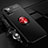 Funda Silicona Carcasa Ultrafina Goma con Magnetico Anillo de dedo Soporte N03 para Apple iPhone 12 Pro Max Rojo y Negro