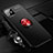 Funda Silicona Carcasa Ultrafina Goma con Magnetico Anillo de dedo Soporte N03 para Apple iPhone 12 Rojo y Negro