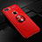 Funda Silicona Carcasa Ultrafina Goma con Magnetico Anillo de dedo Soporte para Huawei Enjoy 8 Plus Rojo