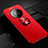 Funda Silicona Carcasa Ultrafina Goma con Magnetico Anillo de dedo Soporte para Huawei Mate 40 Pro Rojo