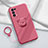Funda Silicona Carcasa Ultrafina Goma con Magnetico Anillo de dedo Soporte para Oppo Find X3 Lite 5G Rojo Rosa