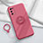 Funda Silicona Carcasa Ultrafina Goma con Magnetico Anillo de dedo Soporte para Realme Q2 Pro 5G Rojo Rosa