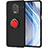 Funda Silicona Carcasa Ultrafina Goma con Magnetico Anillo de dedo Soporte para Xiaomi Redmi Note 9 Pro Max Rojo y Negro
